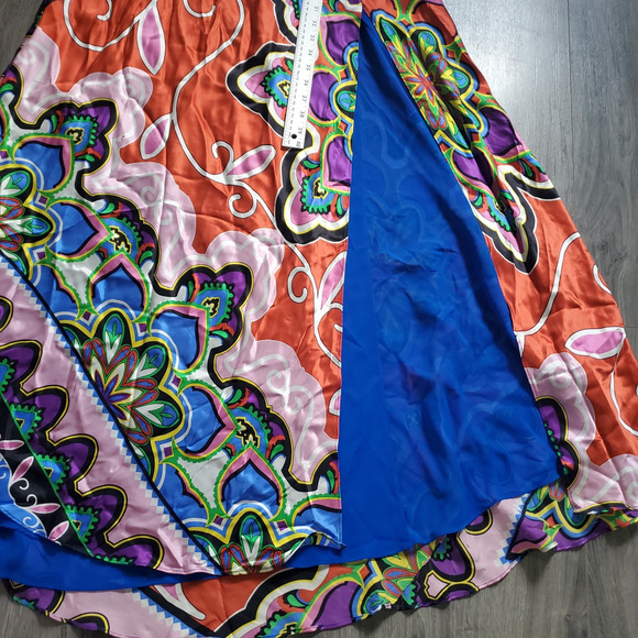 Cache Silk Dress Gown 10 One Shoulder Colorful Art Event Wedding Guest Resort - Picture 9 of 12